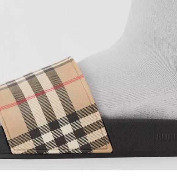 VINTAGE CHECKED BURBERRY SLIDES - Picture 4 of 7